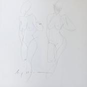 two figures, graphite