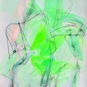 two figures, neon green 